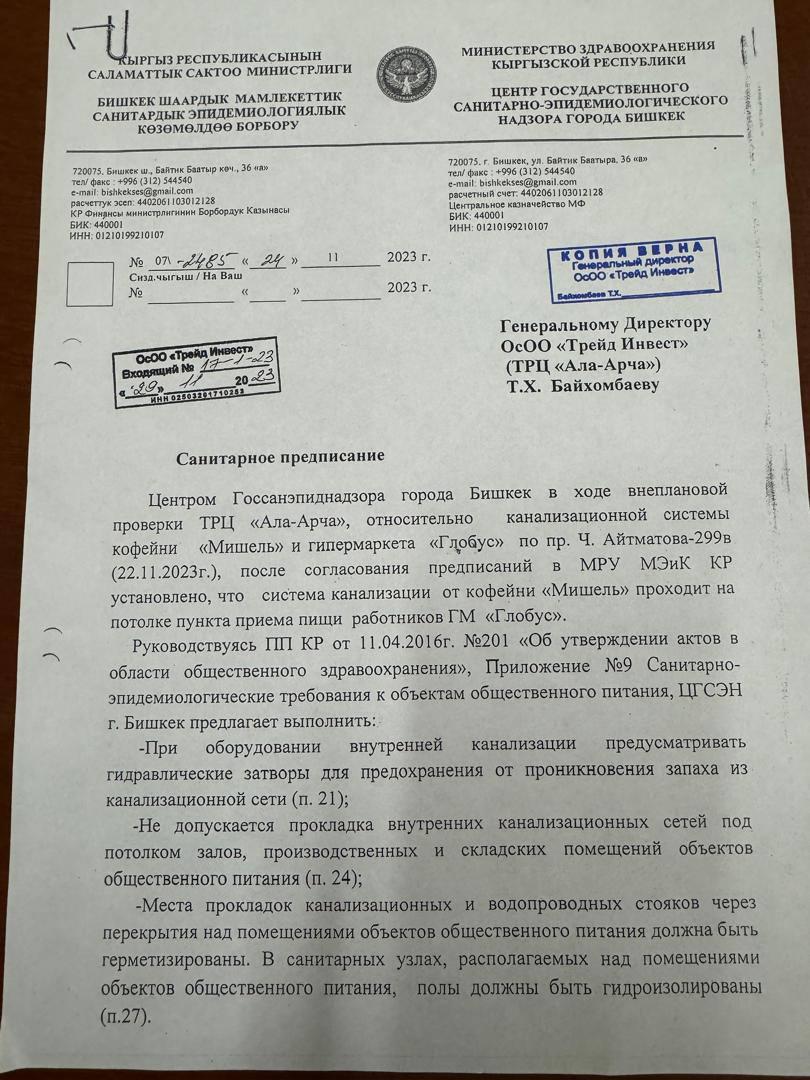 "Ала-Арча" соода борбору: "Мишель" кафесинин мыйзамсыз иши коопсуздукка коркунуч жаратууда